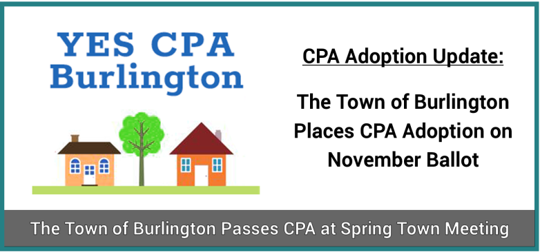 CPA Adoption Update: Burlington Places CPA Adoption on November Ballot