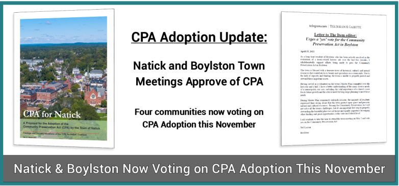 CPA Adoption Update: Natick & Boylston Place CPA on November Ballot